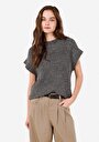thumb-Regular Fit Pamuk Karışımlı Yuvarlak Yaka Kadın Gri Triko Kazak