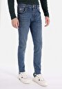 thumb-Slim Fit Düşük Bel Dar Paça Erkek Koyu İndigo Jean Pantolon