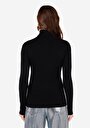 thumb-Slim Fit Balıkçı Yaka  Kadın Siyah Kazak