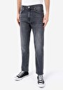 thumb-Loose Straight Fit Orta Bel Düz Paça Erkek Gri Jean Pantolon