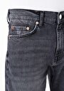 thumb-Loose Straight Fit Orta Bel Düz Paça Erkek Gri Jean Pantolon