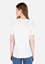 thumb-Regular Fit Yuvarlak Yaka Baskılı Kadın Beyaz Kısa Kol Tişört