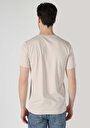 thumb-Regular Fit Yuvarlak Yaka Baskılı Erkek Bej Kısa Kol Tişört