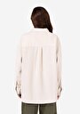 thumb-Relaxed Fit Shirt Neck  Kadın Ekru Uzun Kol Gömlek