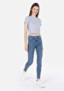 thumb-Skinny Fit Fermuarlı Kadın İndigo Jean Pantolon