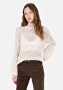 thumb-Regular Fit Yuvarlak Yaka Düz Kadın Ekru Kazak