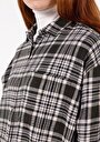 thumb-Relaxed Fit Shirt Neck  Kadın Antrasit Uzun Kol Gömlek