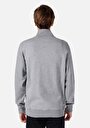 thumb-Regular Fit Fermuarlı Düz Erkek Gri Uzun Kol Tişört