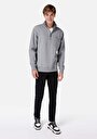 thumb-Regular Fit Fermuarlı Düz Erkek Gri Uzun Kol Tişört