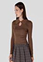 slim-fit-polo-yaka-duz-kadin-kahverengi-kazak