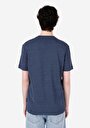 thumb-Regular Fit Yuvarlak Yaka Jakarlı Erkek Mavi Kısa Kol Tişört