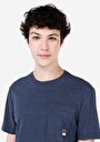 thumb-Regular Fit Yuvarlak Yaka Jakarlı Erkek Mavi Kısa Kol Tişört
