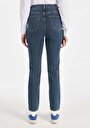 thumb-Slim Fit Orta Bel Düz Paça Kadın İndigo Denim Jean Pantolon