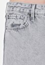 thumb-Regular Fit Yüksel Bel Geniş Paça Kadın Grey Cepli Denim Jean Pantolon