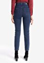 thumb-Slim Fit Orta Bel Düz Paça Kadın İndigo Fermuarlı Jean Pantolon