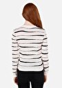 thumb-Slim Fit Yuvarlak Yaka Çizgili Kadın Ekru Kazak