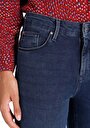 thumb-Slim Fit Orta Bel Düz Paça Kadın İndigo Fermuarlı Jean Pantolon
