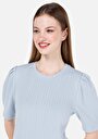 thumb-Regular Fit Yuvarlak Yaka  Kadın Mavi Kısa Kol Tişört