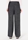 thumb-Regular Fit Yüksek Bel Geniş Paça Kadın Gri  Pantolon