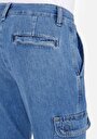 thumb-Cargo Fit Orta Bel Düz Paça Kargo Cep Erkek İndigo Jean Pantolon
