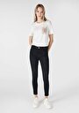 thumb-Skinny Fit Orta Bel Dar Paça Cepli Kadın Siyah Jean Pantolon
