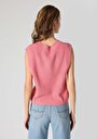 thumb-Regular Fit V Yaka Düz Kadın Pembe Kazak