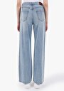 thumb-Regular Fit Yüksek Bel Geniş Paça Fermuarlı Kadın Light Indigo Denim Jean Pantolon