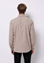 thumb-Regular Fit Shirt Neck Düz Erkek Bej Uzun Kol Gömlek