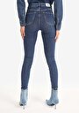 thumb-Skinny Fit Yüksek Bel Dar Paça Kadın İndigo Jean Pantolon