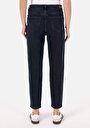 thumb-Mom Fit  Daralan Paça Kadın Koyu İndigo Denim Jean Pantolon