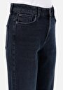 thumb-Mom Fit  Daralan Paça Kadın Koyu İndigo Denim Jean Pantolon