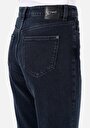 thumb-Mom Fit  Daralan Paça Kadın Koyu İndigo Denim Jean Pantolon