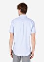 thumb-Regular Fit Shirt Neck Cepli Düz Erkek Mavi Kısa Kol Gömlek