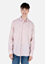 thumb-Comfort Fit Shirt Neck Düz Erkek Pembe Uzun Kol Gömlek