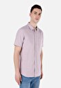 thumb-Regular Fit Shirt Neck Düz Erkek Pembe Kısa Kol Gömlek