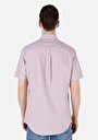 thumb-Regular Fit Shirt Neck Düz Erkek Pembe Kısa Kol Gömlek