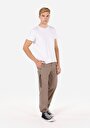 thumb-Regular Fit Orta Bel Düz Paça Erkek Bej  Pantolon