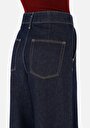 thumb-Regular Fit Yüksel Bel Geniş Paça Kadın İndigo Jean Pantolon