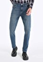 thumb-Regular Fit Orta Bel Daralan Paça Erkek İndigo Jean Pantolon