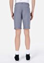 thumb-Regular Fit Dokuma Orta Bel Düz Erkek Mavi Şort
