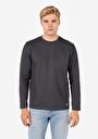 thumb-Regular Fit Yuvarlak Yaka Düz Erkek Antrasit Uzun Kol Tişört