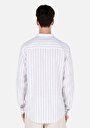thumb-Regular Fit Hakim Yaka Çizgili Erkek Beyaz Uzun Kol Gömlek