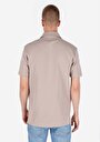 thumb-Comfort Fit Shirt Neck Düz Erkek Bej Kısa Kol Tişört
