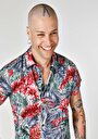 thumb-Regular Fit Shirt Neck Baskılı Erkek Çok Renkli Cepsiz Kısa Kol Gömlek