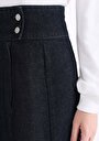 thumb-Regular Fit Düz Fermuarlı Kadın Denim Etek