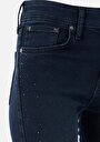 thumb-Skinny Fit Orta Bel Süper Dar Paça Kadın İndigo Jean Pantolon