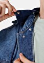 thumb-Oversize Fit Düğmeli Astarsız Erkek Mavi Jean Ceket