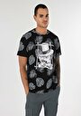 thumb-Regular Fit Yuvarlak Yaka Baskılı Erkek Siyah Kısa Kol Tişört