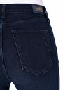 thumb-Regular Fit Kadın İndigo Denim Fermuarlı Jean Pantolon