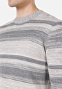 thumb-Regular Fit Yuvarlak Yaka Jakarlı Erkek Gri Triko Kazak